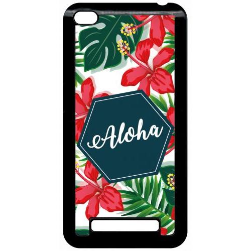 Coque Pour Smartphone - Aloha Tropical Fond Blanc - Compatible Avec Xiaomi Redmi 4a - Plastique - Bord Noir