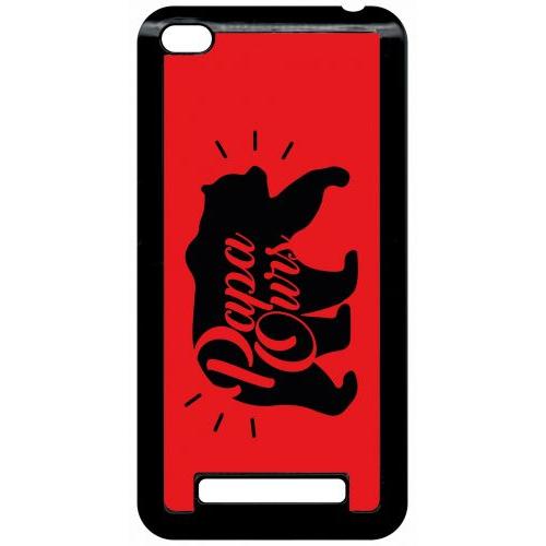 Coque Pour Smartphone - Papa Ours Fond Rouge - Compatible Avec Xiaomi Redmi 4a - Plastique - Bord Noir