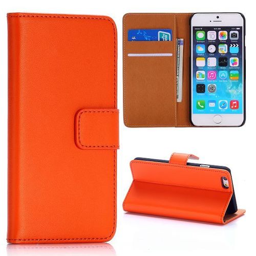 Etui A Rabat Iphone 5c Folio Orange Wallet Cuir Simili (Pu)