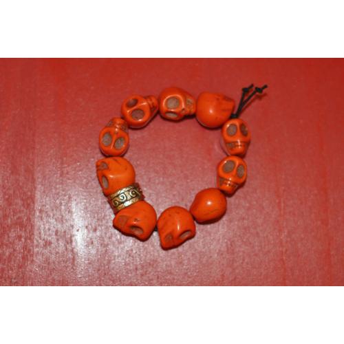 Bracelet Skull Tete De Mort Crane Orange
