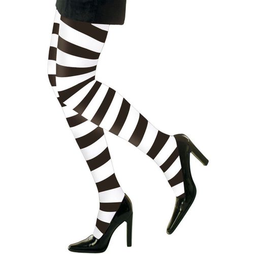 Collants Rayés Noir Et Blanc Adulte - 71462 - Taille Unique - Port 0¿
