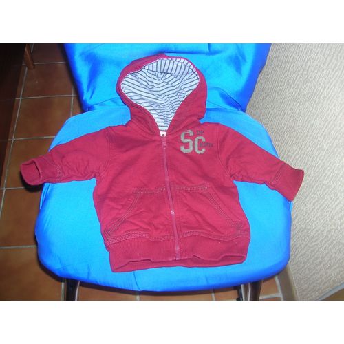 Veste Dp...Am À Capuche Coton 3 Mois Rouge