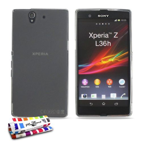 Coque Case Sony Xperia Z Gris Glossy Hybrid Silicone Souple (Tpu)