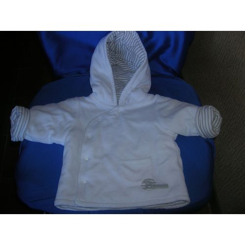 Veste Tex Baby Doublée À Capuche 76% Coton,25% Polyester 1/3 Mois Blanc