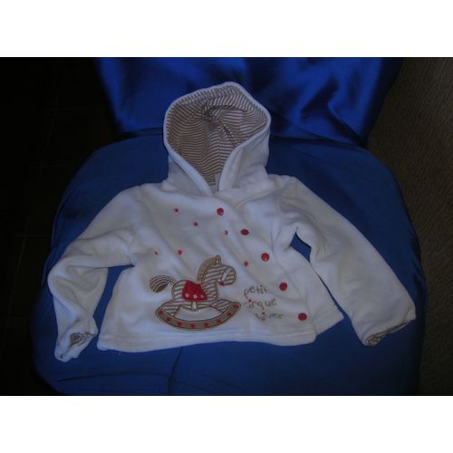 Veste Petit Cirque D&#39hiver Doublée À Capuche 75% Coton,25% Polyester 1/3 Mois Blanc