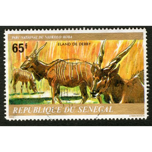 Timbre Oblitéré République Du Sénégal, Parc National Du Niokolo-Koba, Eland De Derby, 65 F, 1980