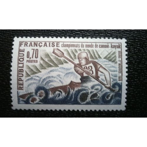 Timbre France ( Yt 1609 ) 1969 Bourg-Saint-Maurice. Championnats Du Monde De Canoë Kayak