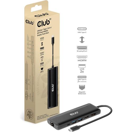 Club 3D CSV-1597 Station d'accueil USB Gen 1 Type-C 8 en 1 MST Dual 4K60 Hz