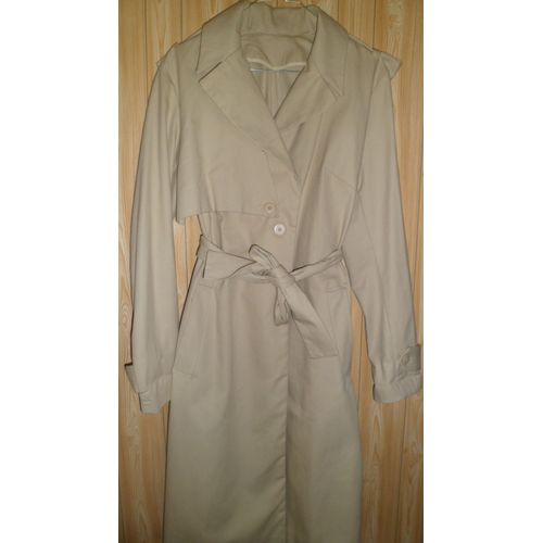 Trench-Coat Beige T. 38/40. 100 % Coton. Neuf. 2 Poches. Ceinture.