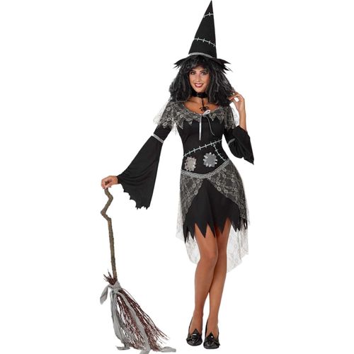 Déguisement Sorcière Grise Et Noire Femme Halloween Xl