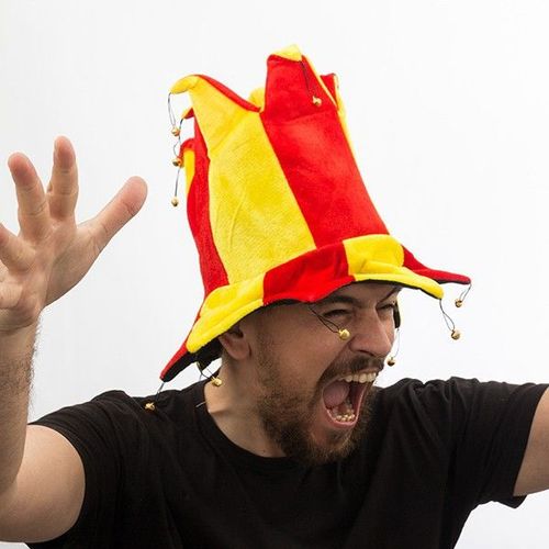 Bonnet Bouffon Drapeau Espagnol À 14 Grelots - Déguisement Supporteur Espagne
