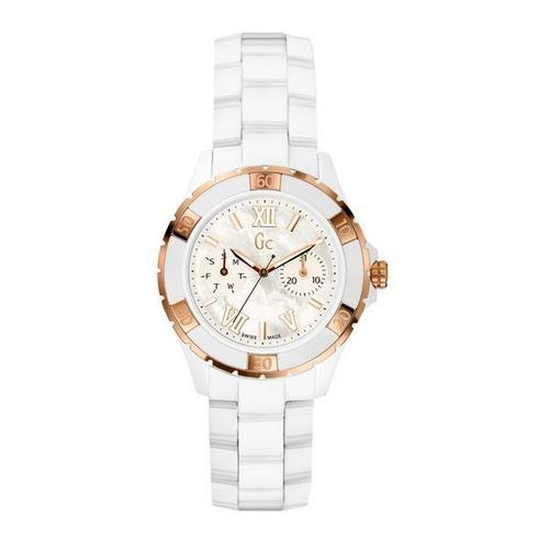 Montre Femme Bracelet Céramique À Mouvement Quartz Blanc Et Doré Gc Watches (36 Mm) - Idée Cadeau