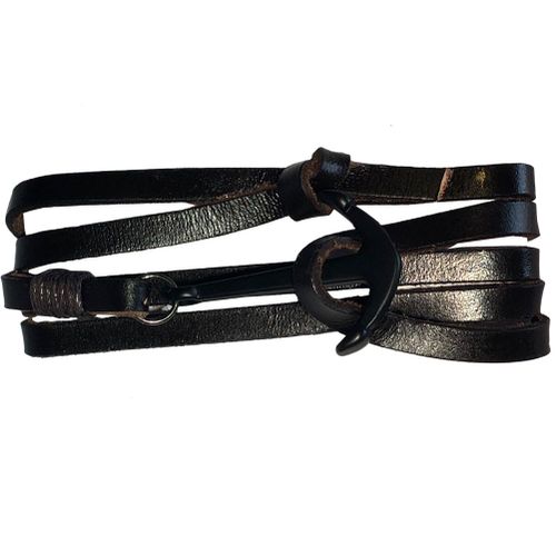 Bracelet Ancre Métal Pour Homme En Cuir