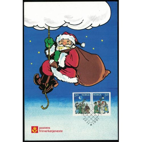 Norvège Fdc Oblitération Premier Jour 1991 Lot 2 Série Noël Traditions Père Noël
