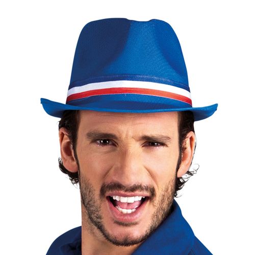 Chapeau Gangster Bleu Supporter France Adulte - 147955 - Taille Unique - Port 0¿