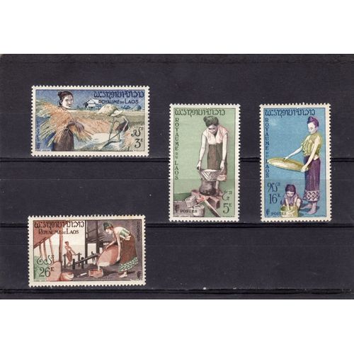 Timbres-Poste Du Laos (Culture Du Riz)