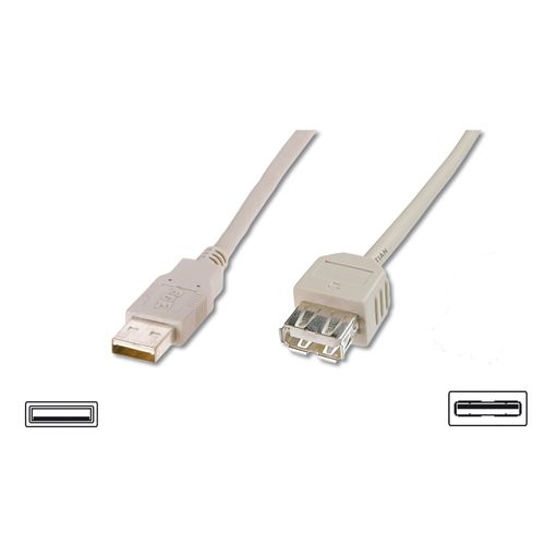 ASSMANN - Rallonge de câble USB - USB (F) pour USB (F) - USB 2.0 - 1.8 m - moulé - beige