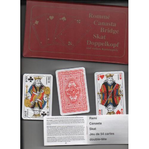Boîte Vintage Avec 3 Jeux De Carte Sous Blister, Romme, Canasta, Bridge, Skat, Doppelkopf Und Weiter Kartenspiele