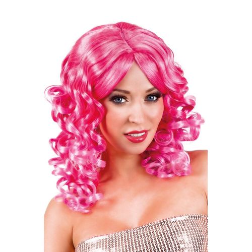 Perruque Bouclée Rose Fluo Femme - 77967 - Taille Unique - Port 0¿