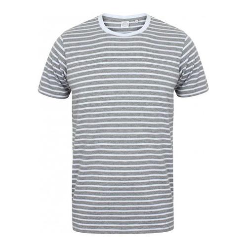 T-Shirt Skinni Minni Marinière Raillé Blanc Et Gris Pour Homme Taille Xxs S M L Xl 2xl Sfm202