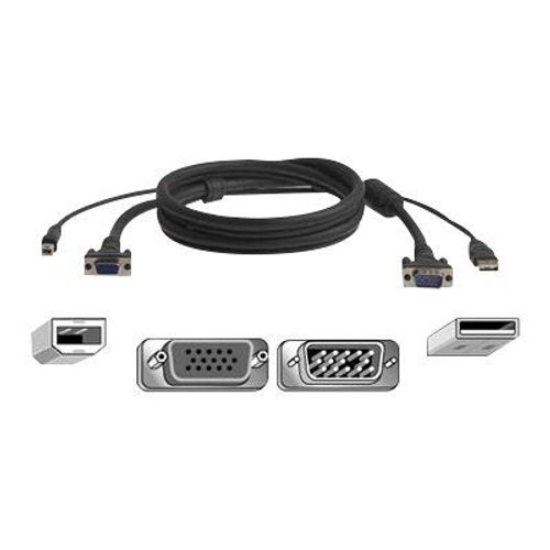 Belkin OmniView All-In-One Pro Series Plus - Câble vidéo / USB - HD-15 (VGA), USB type B pour USB, HD-15 (VGA) (M) - 1.8 m - pour P/N: F1DN102UEA, F1DN104UEA
