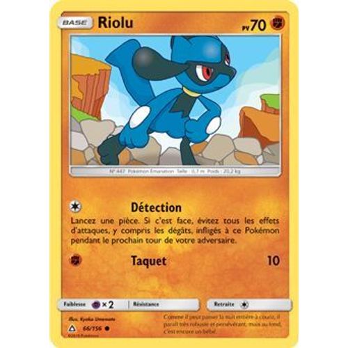 Pokémon - 66/156 - Riolu - Sl5 - Soleil Et Lune - Ultra Prisme - Commune