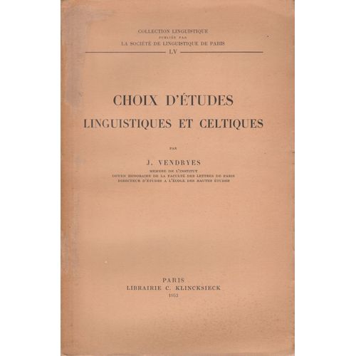 Choix D'Études Linguistiques Et Celtiques