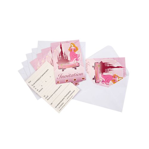 6 Cartes Dinvitation Avec Enveloppes Princesse 10 X 15 Cm Taille Unique