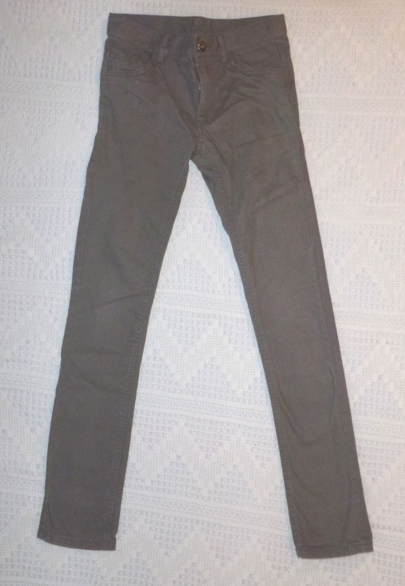 Pantalon Tape À L'Oeil Slim Gris Coton 14 Ans 164 Cm