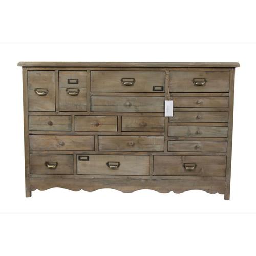 Commode Grainetier 17 Tiroirs Bois 124x32.5x78.5cm - Marron