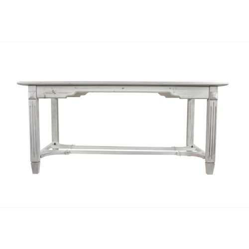Table À Manger Bois Cerusé Blanc 180x90.5x81.5cm