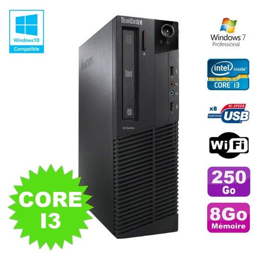 PC Lenovo M91p 7005 SFF Core I3 3,1Ghz 8Go Disque 250Go WIFI Graveur W7 Pro