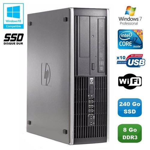 PC HP Compaq Elite 8200 SFF Intel Core i7 3.4GHz 8Go 240Go SSD Graveur WIFI W7