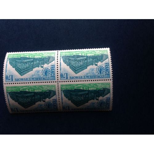 Bloc De 4 Timbres Service France 1980 Neufs ** Yt N° 59 Conseil De L'europe Strasbourg