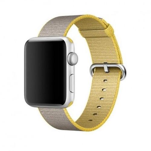 Apple 42mm Woven Nylon Band - Bracelet De Montre Pour Montre Intelligente - 145 - 215 Mm - Jaune, Gris Clair - Pour Watch (42 Mm, 44 Mm, 45 Mm, 49 Mm)