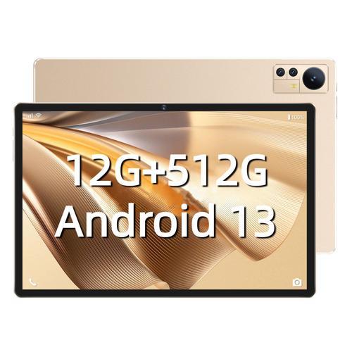 Tablette Tactile WUXIAN Android 13 Tab - 10,36" +1920*1200 FHD , RAM 12Go + ROM 512Go (1To Extensible) , Dual SIM Carte + WIFI6/7000mAh/ 5MP+13MP Caméras (Doré)