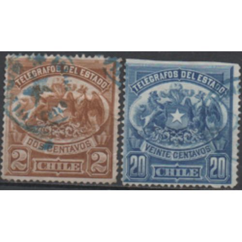Chili: Lot De 2 Timbres De 1883.