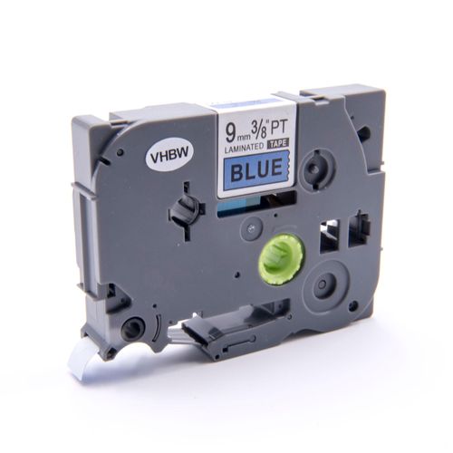 vhbw Ruban compatible avec Brother PT 1000, 1230PC, 1200P, 1200, 1090, 1080, 1010, série 1000 imprimante d'étiquettes 9mm Noir sur Bleu