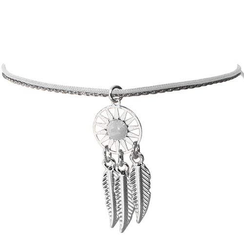 Bracelet Gris Pour Femme Fantaisie Thème Indien Argentée