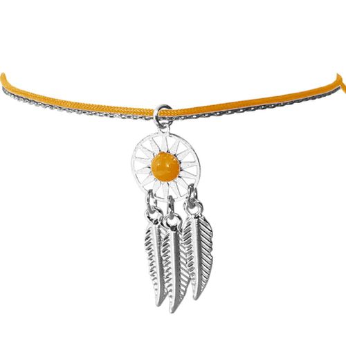 Bracelet Orange Pour Femme Fantaisie Thème Indien Argentée