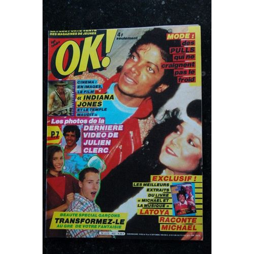 Ok ! Âge Tendre 452 Septembre 1984 Julien Clerc Indiana Jones Latoya Michael Jackson Endy Le Felin