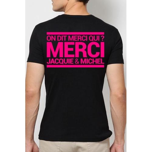 T-Shirt Jacquie & Michel Noir-Rose Fluo