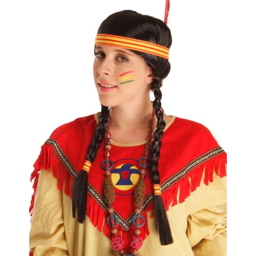 Perruque Indienne Avec Plume Femme Taille Unique