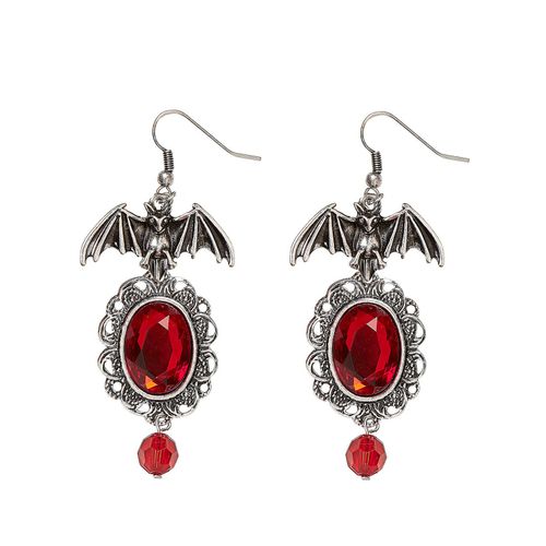 Boucles Doreilles Chauve Souris Gothique Rouge Femme Halloween Taille Unique