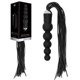 Gode Fouet Realiste A Boules En Silicone Noir - 15 Cm