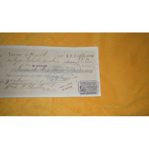 Mandat Ou Lettre De Change Lamande Fils Vins Du Perigord Et Du Bordelais / Thiviers (Dordogne)   /  Annee 1899  /  Timbre +  Tampons