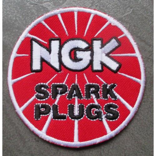 Patch Logo Bougie Ngk Rond Rouge Spark Plugs Écusson Garage Veste Chemise