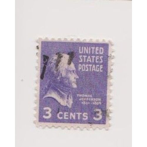 Timbre Usa États Unis D'amérique Thomas Jefferson 3 Cents