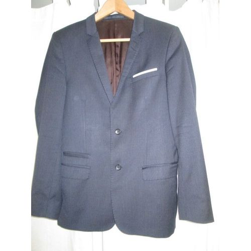 Veste De Costume Bleue À Fines Ryaures Father &amp Sons Taille 48