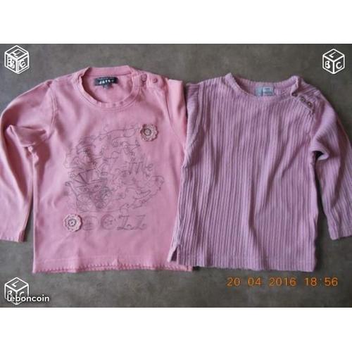 Lot: 2 Tee Shirt Rose Mlongues - Tout Compte Fait - T 2 Ans